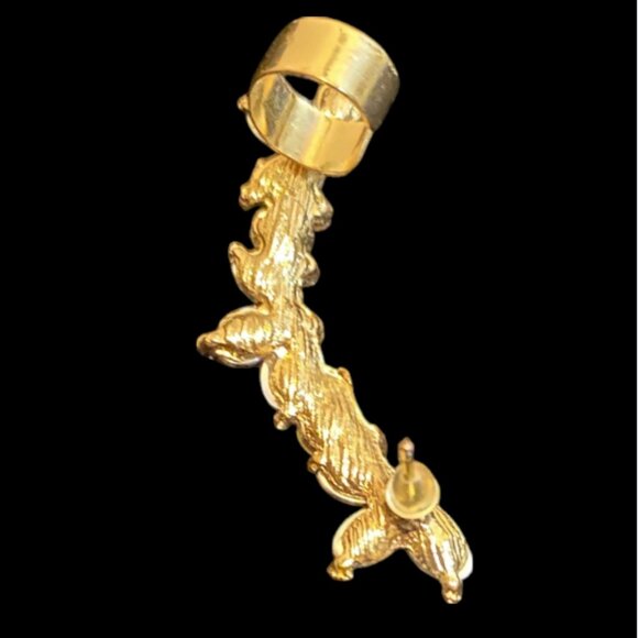 EAR CLIMBER -- Faux "Diamond" Ear Climber, Sexy, Cuff at Top, Piercing at Bottom - Picture 5 of 8